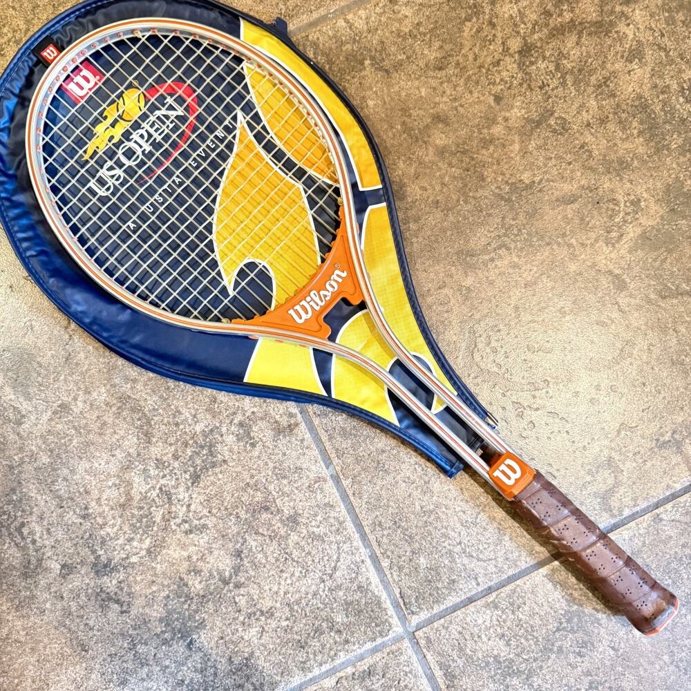 Vintage Wilson Rally Tennis Racquet & Cover Jimmy Connor L 4 1/2" Made in USA